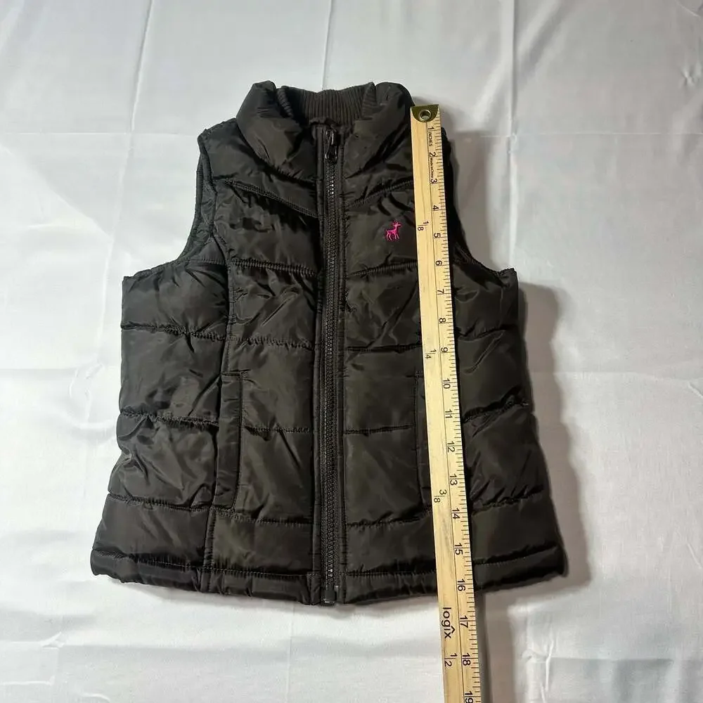 Old Navy Girls Brown Fleece Lined Puffer Vest Full Zip Quilted XS